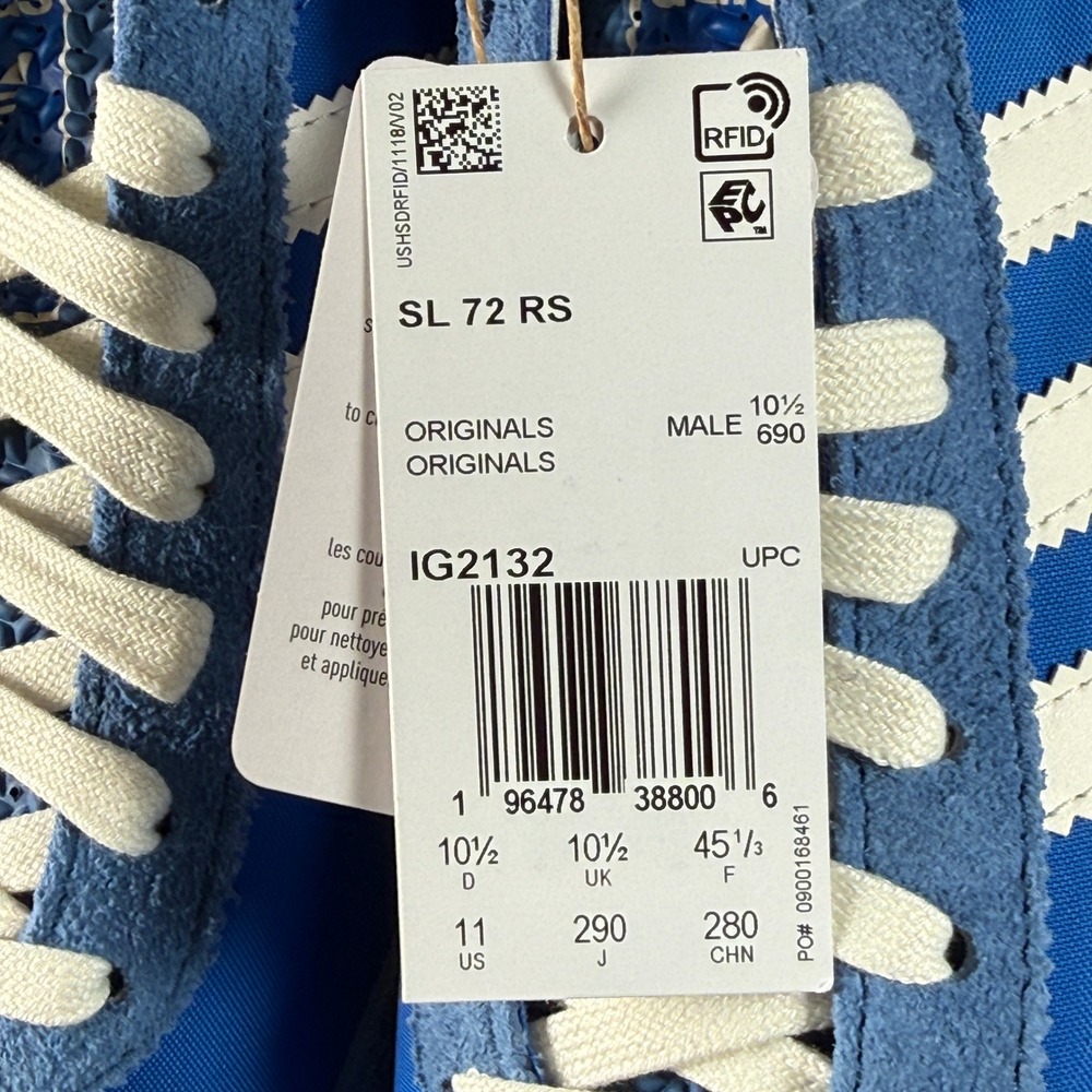 Adidas SL 72 RS Blue White Men's 11 Retro Classic Sneakers NIB - Picture 3 of 8